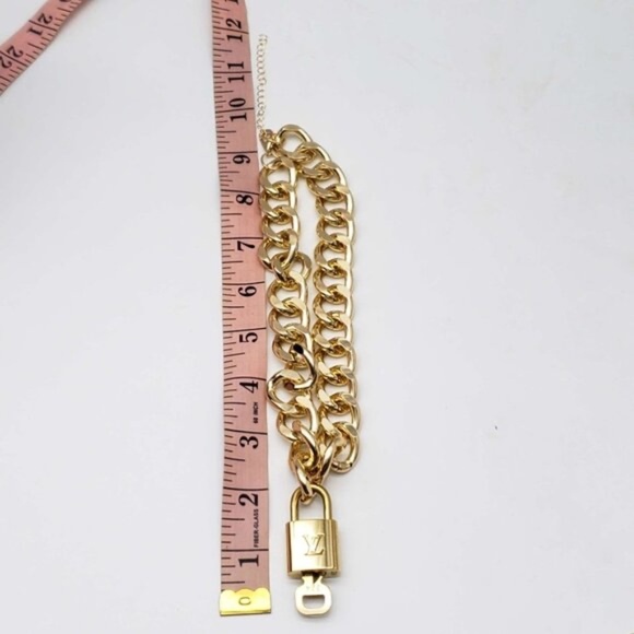 Louis Vuitton Lock and Key Gold Color with Gold Plated Chain Necklace - Picture 3 of 8